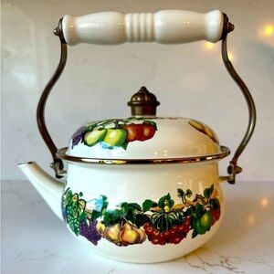 Vintage Tabletops Unlimited Ceramic Fruit Pattern Tea Kettle